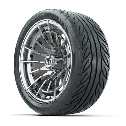 GTW® Boost Chrome 14 in Wheels with 205/40-R14 Fusion GTR Steel Belted Street Tires – Full Set