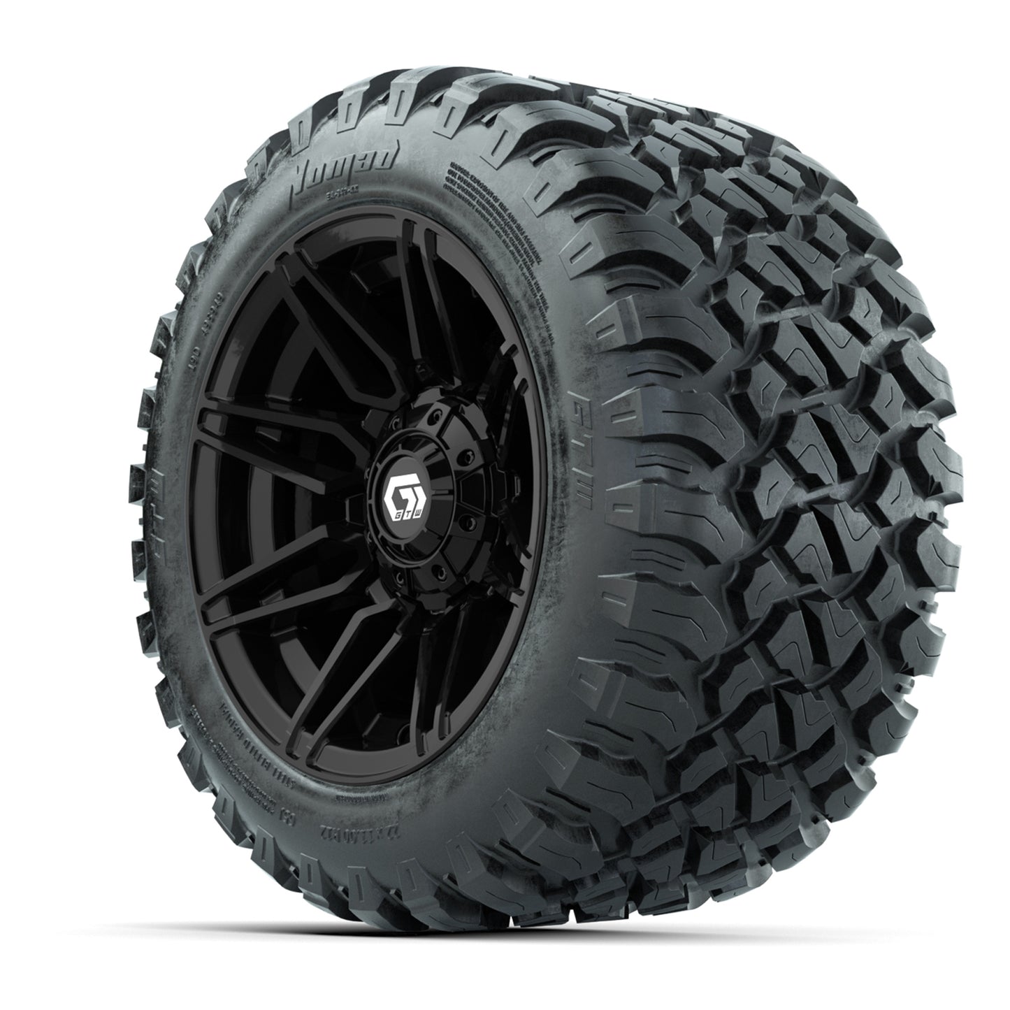 GTW® Stealth Gloss Black 12 in Wheels with 22X11-R12 Nomad Steel Belt Radial All-Terrain Tires – Full Set