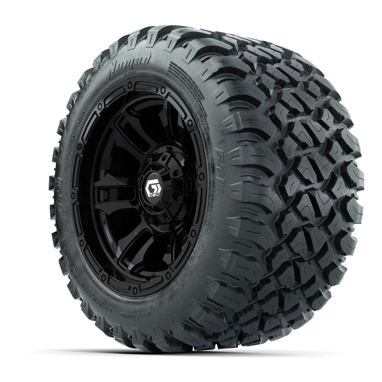 GTW® Shogun Gloss Black 12 in Wheels with 22X11-R12 Nomad Steel Belt Radial All-Terrain Tires – Full Set