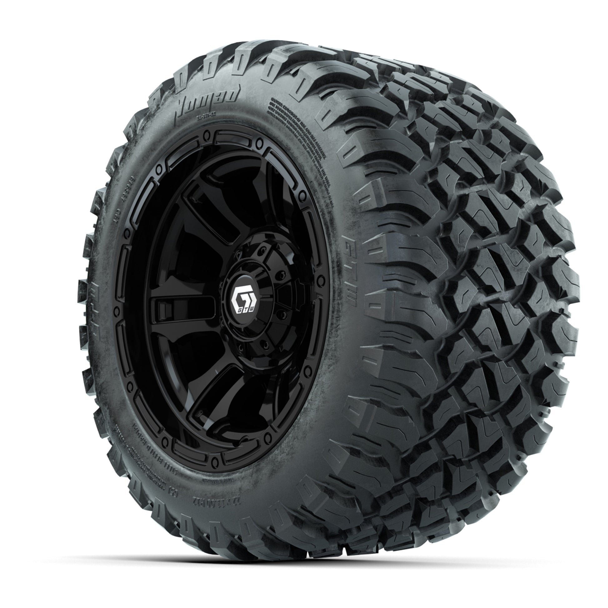 GTW® Shogun Gloss Black 12 in Wheels with 22X11-R12 Nomad Steel Belt Radial All-Terrain Tires – Full Set
