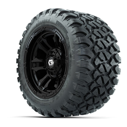 GTW® Shogun Gloss Black 12 in Wheels with 22X11-R12 Nomad Steel Belt Radial All-Terrain Tires – Full Set
