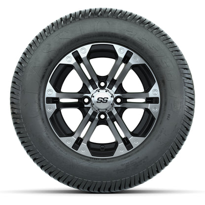 GTW® Specter Black/Machined 12 in Wheels with 255/50-12 Excel Classic Street Tires – Full Set