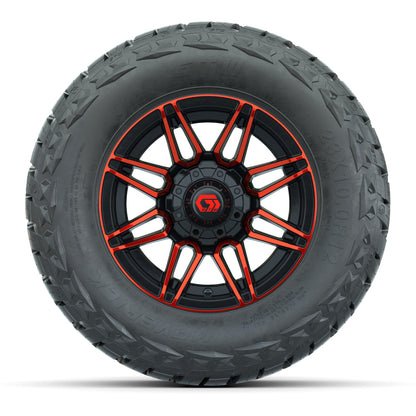 GTW Stealth Gloss Black/Red 12 in Wheels with 23x10.00-R12 Maverick All-Terrain Tires – Full Set