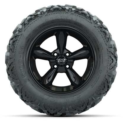 GTW Godfather Black 14 in Wheels with 25x10-14 Barrage Mud Tires – Full Set