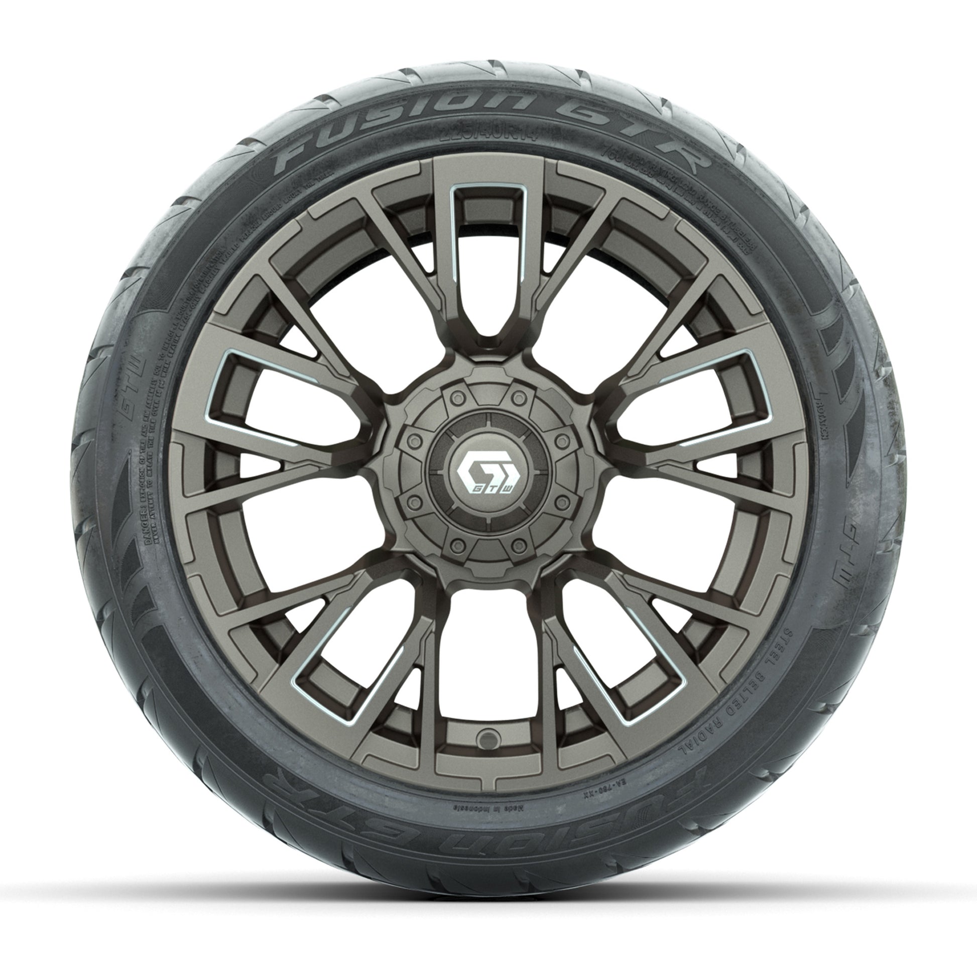 GTW® Vandal Bronze/Machined 14 in Wheels with 225/40-R14 Fusion GTR Steel Belt Radial Street Tires – Full Set