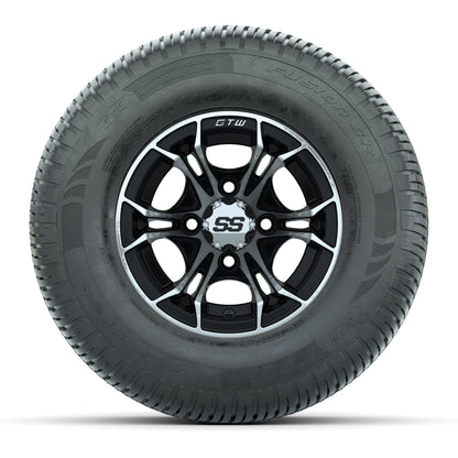 GTW Spyder Machined/Black 10 in Wheels with 205/65-R10 Fusion SR Steel Belted Radial Tires – Full Set