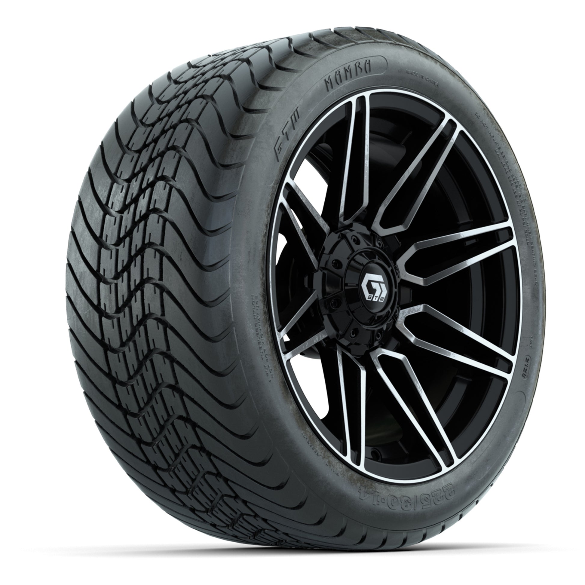 GTW Stealth Black/Machined 14 in Wheels with 225/30-14 Mamba Street Tires – Full Set