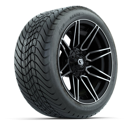 GTW Stealth Black/Machined 14 in Wheels with 225/30-14 Mamba Street Tires – Full Set