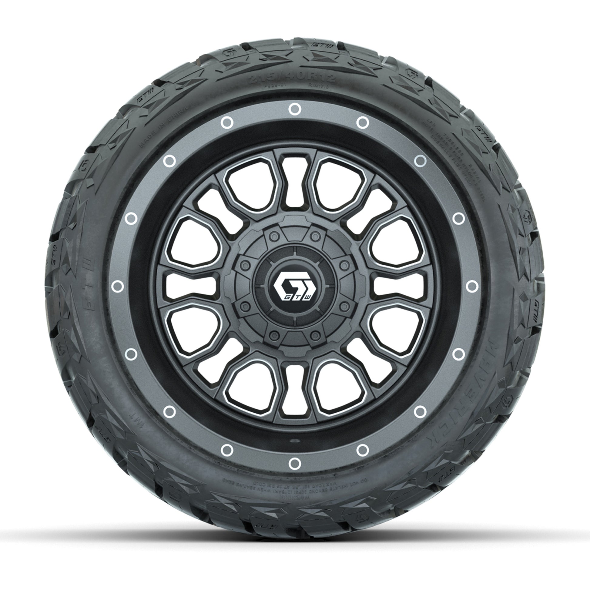 GTW Volt Gunmetal 12 in Wheels with 215/40-R12 Maverick Low-Profile All-Terrain Tires – Full Set