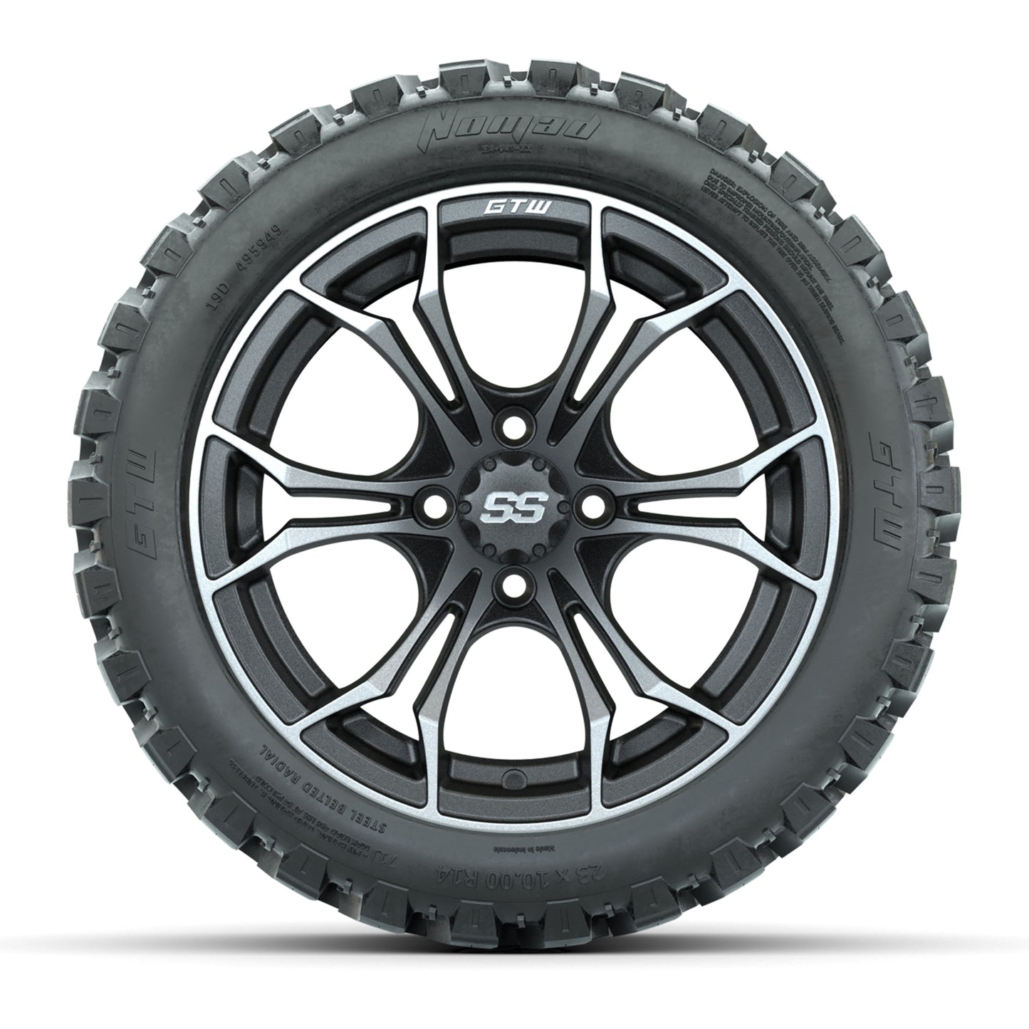 GTW Spyder Matte Grey 14 in Wheels with 23x10-14 GTW Nomad All-Terrain Tires – Full Set
