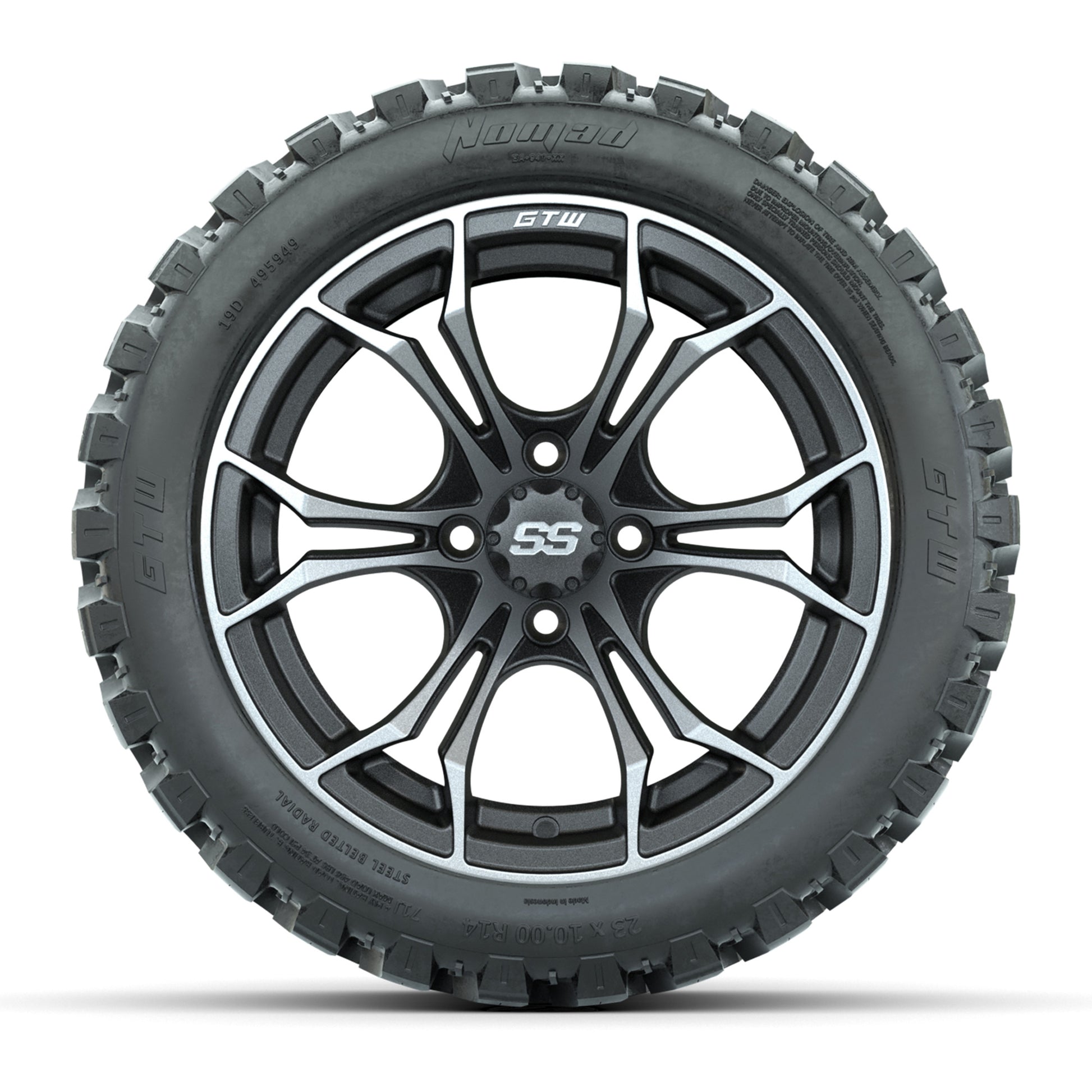 GTW Spyder Matte Grey 14 in Wheels with 23x10-14 GTW Nomad All-Terrain Tires – Full Set
