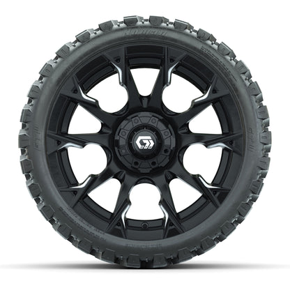 GTW® Diablo Gloss Black/Machined 15 in Wheels with 23x10-R15 Nomad Steel Belted Radial All-Terrain Tires – Full Set