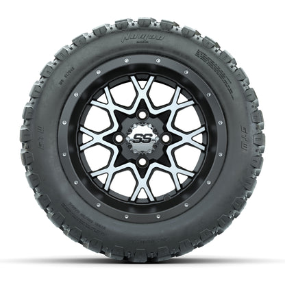 GTW® Vortex 2 Matte Gray/Machined 12 in Wheels with 20X10-12 Nomad Steel Belt Radial All-Terrain Tires – Full Set