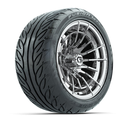 GTW® Boost Chrome 14 in Wheels with 225/40-R14 Fusion GTR Steel Belt Radial Street Tires – Full Set