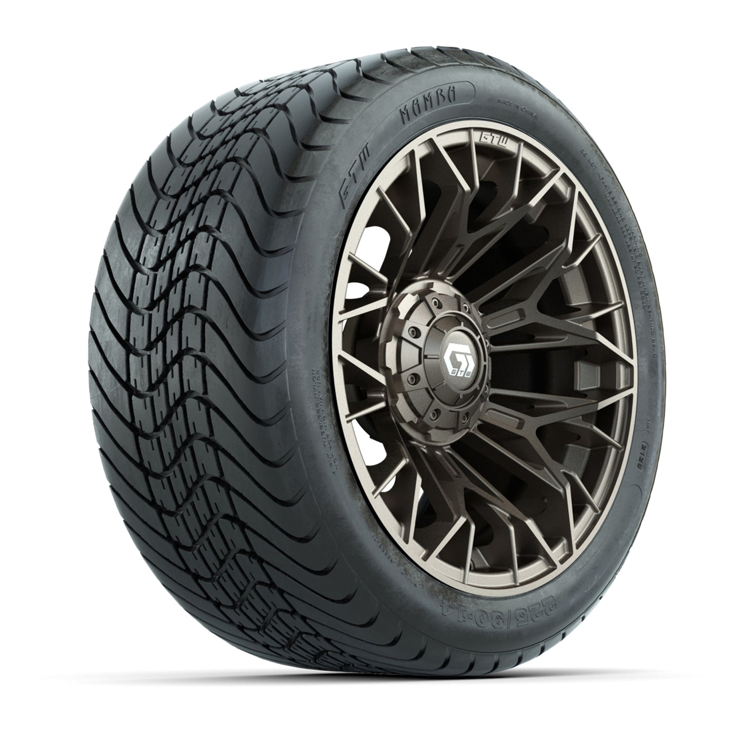 Set of (4) 14 in GTW® Stellar Matte Bronze Wheels with 225/30-14 Mamba Street Tire
