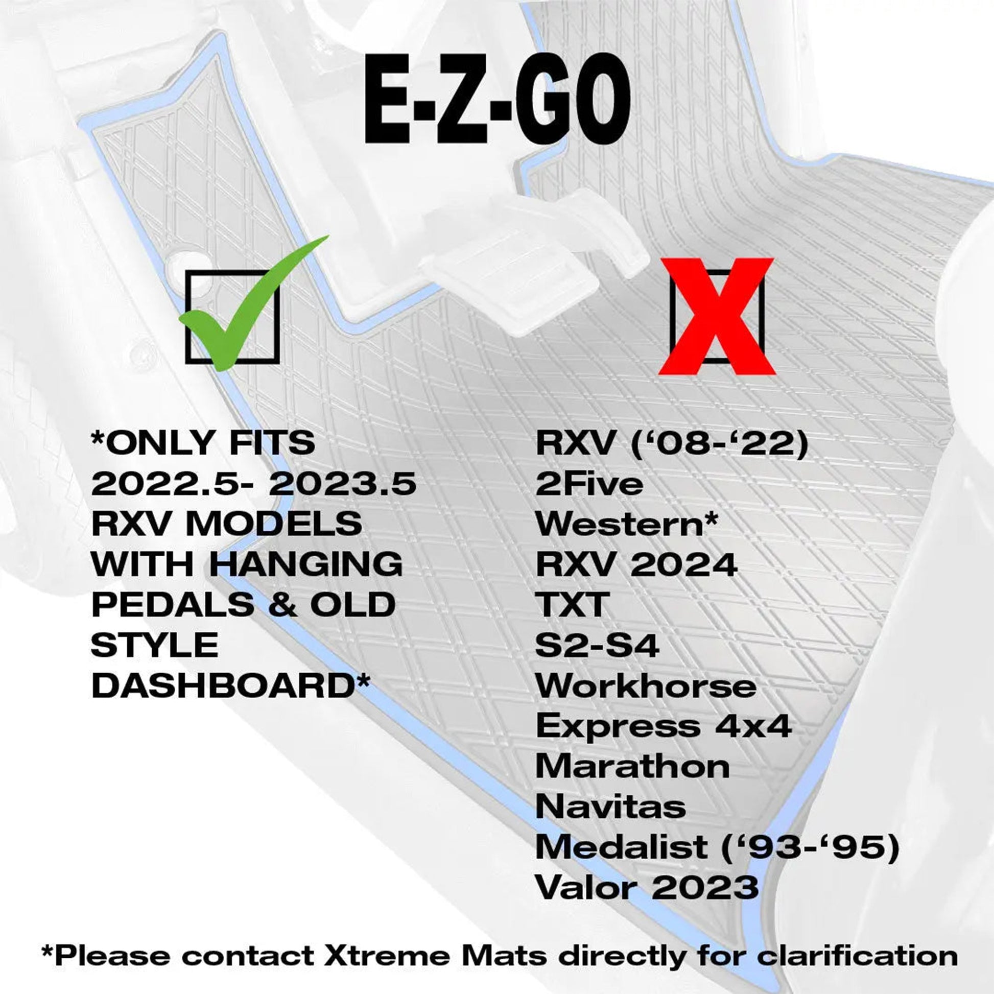 Xtreme Floor Mats for EZGO RXV 2023 - All Black