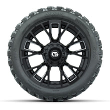 GTW® Vandal Matte Black/Machined 14 in Wheels with 23X10-R14 Nomad Steel Belt Radial All-Terrain Tires – Full Set