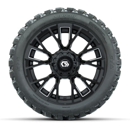 GTW® Vandal Matte Black/Machined 14 in Wheels with 23X10-R14 Nomad Steel Belt Radial All-Terrain Tires – Full Set