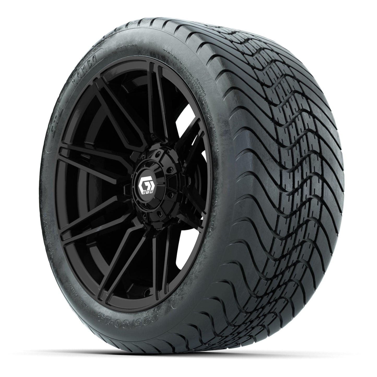 GTW Stealth Gloss Black 14 in Wheels with 225/30-14 Mamba Street Tires – Full Set
