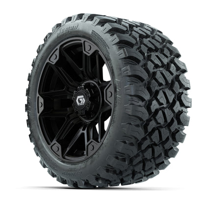 GTW® Graffiti Gloss Black 14 in Wheels with 23X10-R14 Nomad Steel Belt Radial All-Terrain Tires – Full Set