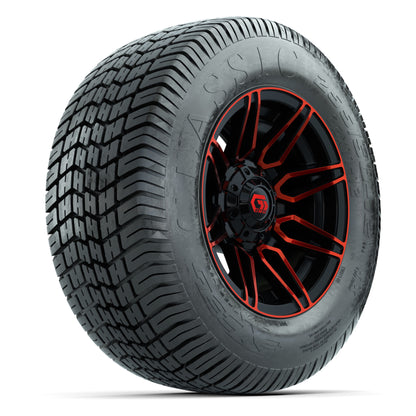 GTW® Stealth Red/Machined 12 in Wheels with 255/50-12 Excel Classic Street Tires – Full Set