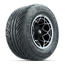 GTW® Nexus Black with Silver Face 12 in Wheels with 255/55-R12 Fusion GTR Steel Belt Radial Street Tires - Full Set