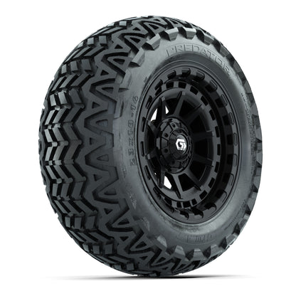 GTW® Barricade Gloss Black 14 in Wheels with 23x10-14 Predator All-Terrain Tires – Full Set