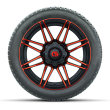 GTW® Stealth Gloss Black/Red 14 in Wheels with 205/30-14 Fusion Street Tires – Full Set