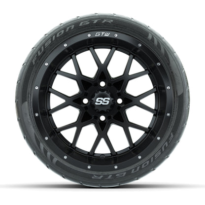 GTW® Vortex 2 Matte Black 14 in Wheels with 205/40-R14 Fusion GTR Steel Belt Radial Street Tires – Full Set