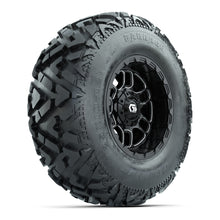 GTW® Titan Black/Machined 12 in Wheels with 25X10-12 Barrage Mud Tires – Full Set