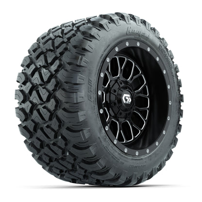 Set of (4) 12 in GTW® Helix Machined & Black Wheels with 22x11-R12 Nomad All-Terrain Tires
