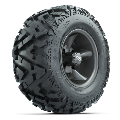 GTW Godfather Matte Gray 10 in Wheels with 20x10-10 Barrage Mud Tires – Full Set
