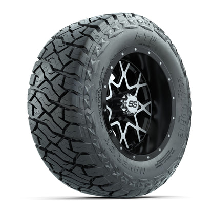 GTW Vortex Matte Black/Machined 12 in Wheels with 23x10.00-R12 Maverick All-Terrain Tires – Full Set