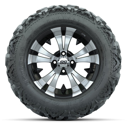 GTW Vampire Black/Machined 14 in Wheels with 25x10-14 Barrage Mud Tires – Full Set