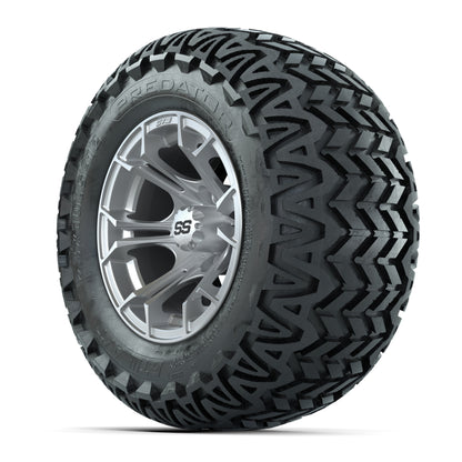 GTW® Spyder Silver Brush 12 in Wheels with 23X10.5-12 Predator All-Terrain Tires – Full Set