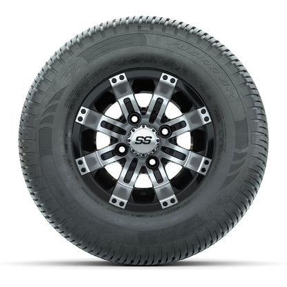 GTW Tempest Black and Machined 10 in Wheels with 20in Fusion Street Tires – Set of 4