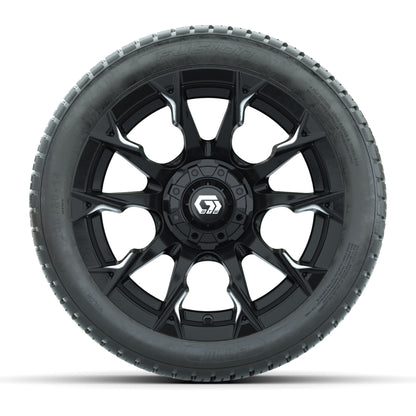 GTW® Diablo Gloss Black/Machined 14 in Wheels with 205/30-14 Fusion Street Tires – Full Set