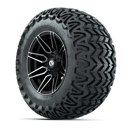 GTW® Stealth Black/Machined 12 in Wheels with 23X10.5-12 Predator All-Terrain Tires – Full Set