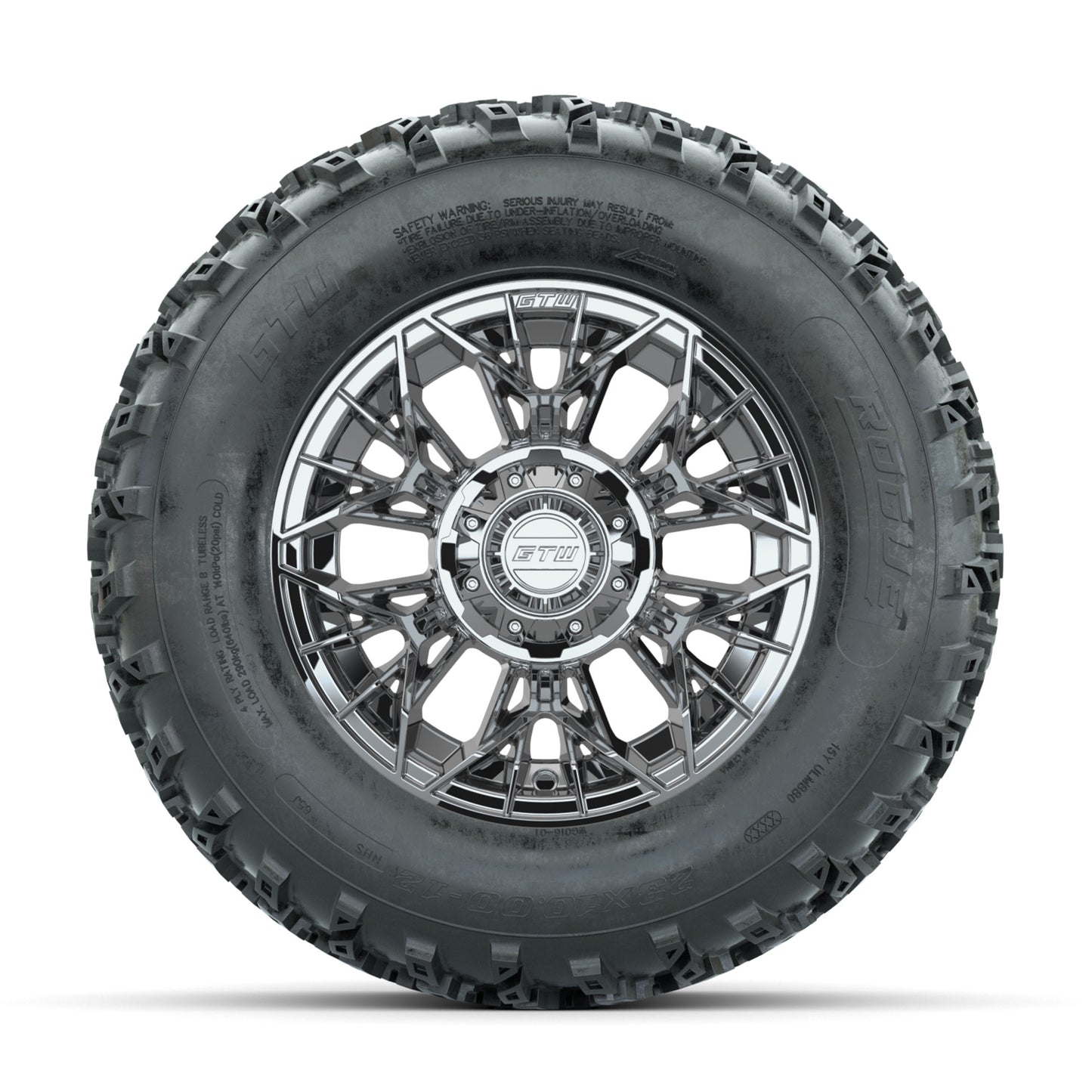 GTW Stellar Chrome 12 in Wheels with 23x10.00-12 Rogue All Terrain Tires - Full Set