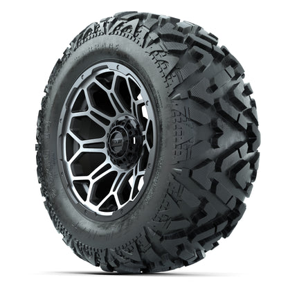 GTW Bravo Matte Gray/Machined 14 in Wheels with 25x10-14 Barrage Mud Tires – Full Set