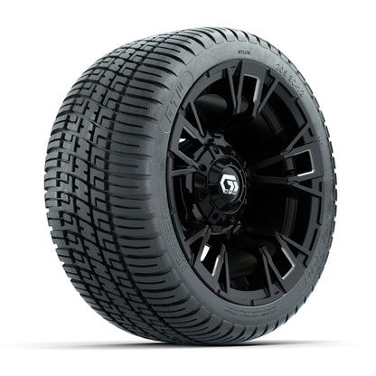 GTW® Vandal Matte Black/Machined 12 in Wheels with 205/30-12 Fusion Street Tires – Full Set