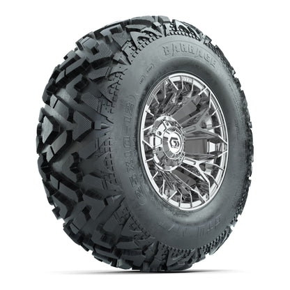 GTW® Stellar Chrome 12 in Wheels with 25X10-12 Barrage Mud Tires – Full Set