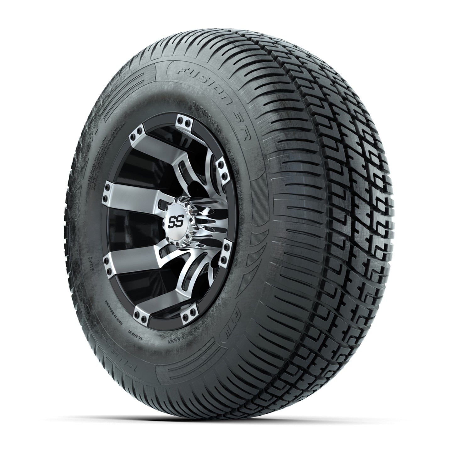 GTW Tempest Black and Machined 10 in Wheels with 20in Fusion Street Tires – Set of 4