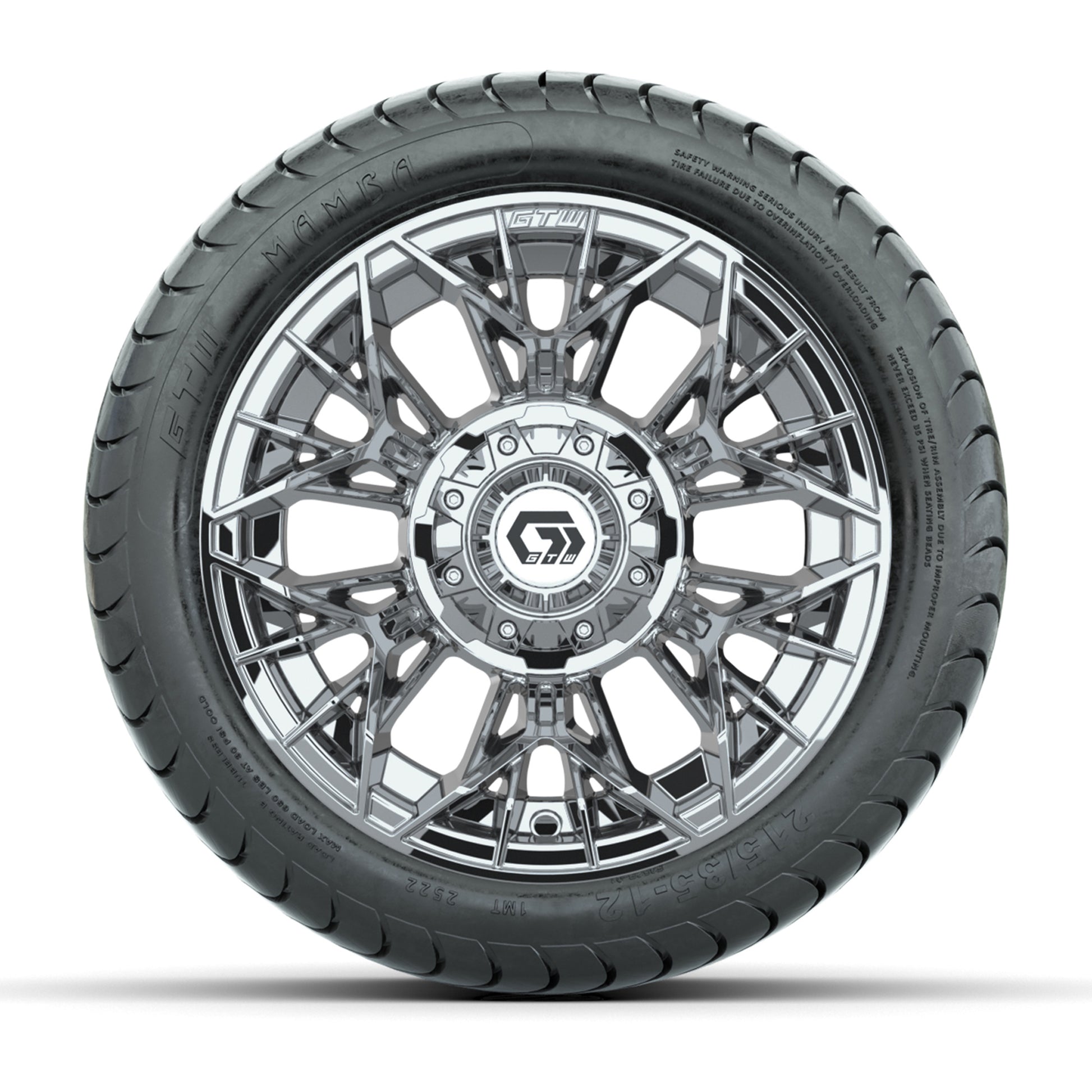 Set of (4) 12 in GTW® Stellar Chrome Wheels with 215/35-12 Mamba Street Tires