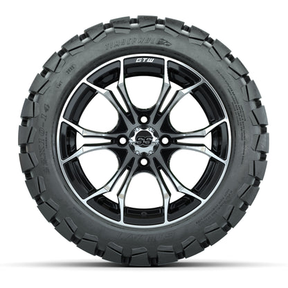 GTW Spyder Machined/Black 14 in Wheels with 22x10-14 GTW Timberwolf All-Terrain Tires – Full Set