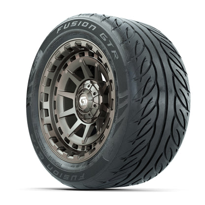 GTW® Barricade Bronze 14 in Wheels with 255/45-R14 Fusion GTR Steel Belt Radial Street Tires – Full Set