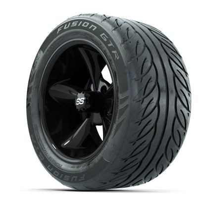 GTW® Godfather Black 14 in Wheels with 255/45-R14 Fusion GTR Steel Belt Radial Street Tires – Full Set
