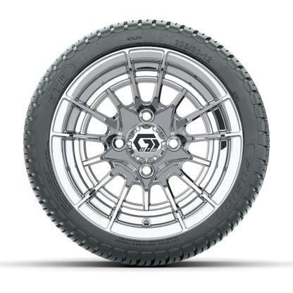 GTW® Boost Chrome 12 in Wheels with 205/30-12 Fusion Street Tires – Full Set