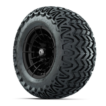GTW® Boost Gloss Black 12 in Wheels with 23X10.5-12 Predator All-Terrain Tires – Full Set