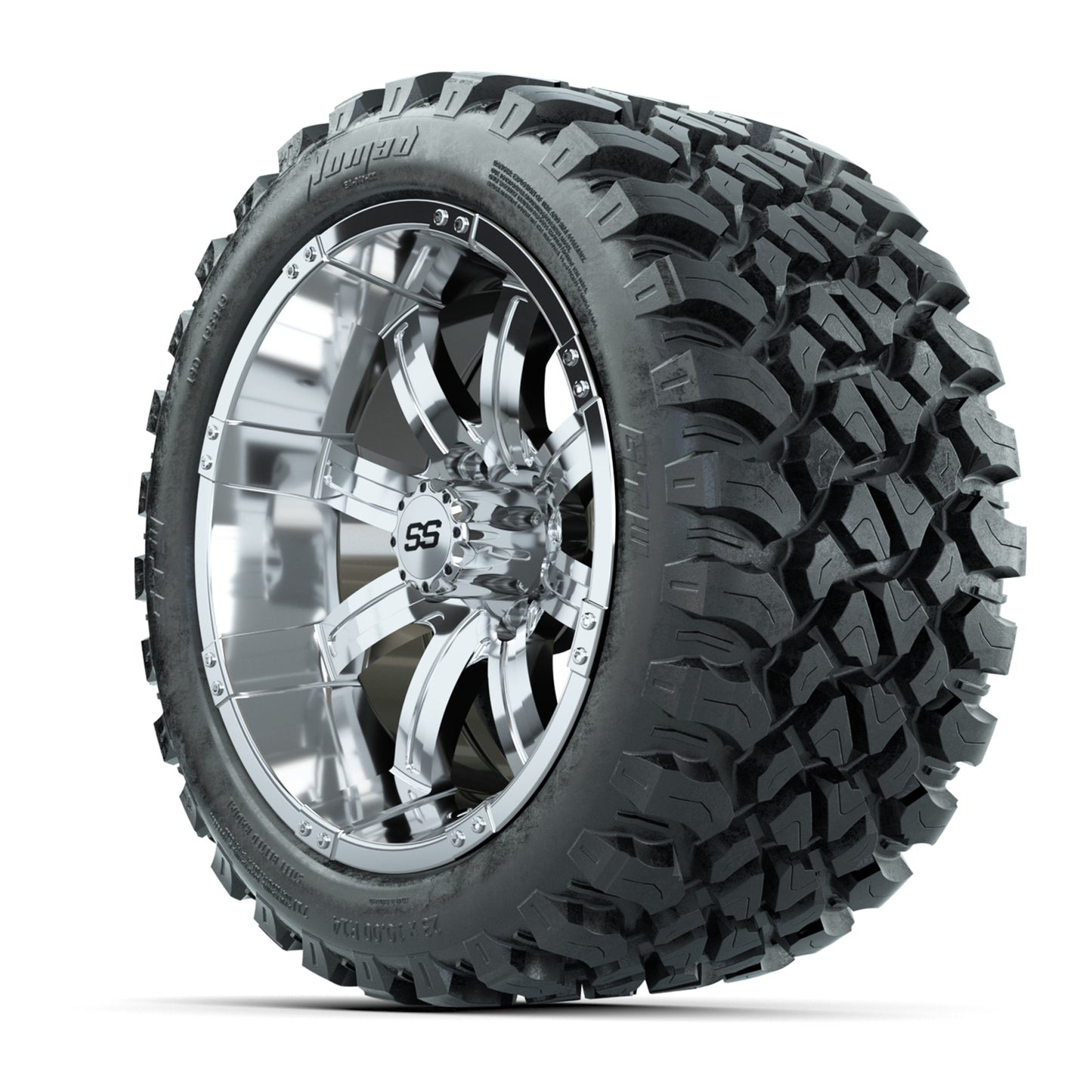 GTW® Tempest Chrome 14 in Wheels with 23X10-R14 Nomad Steel Belt Radial All-Terrain Tires - Full Set